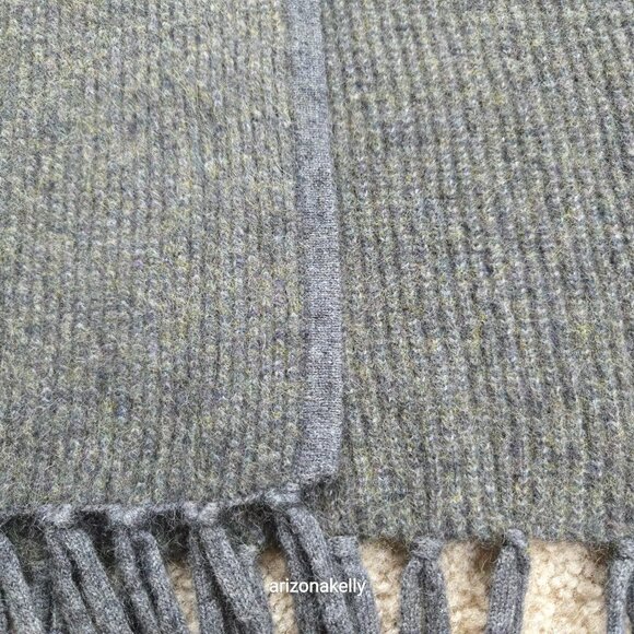 {{{Thick}}} Cashmere Wrap Birdseye Knit Green/Grey Symphony - Picture 5 of 16